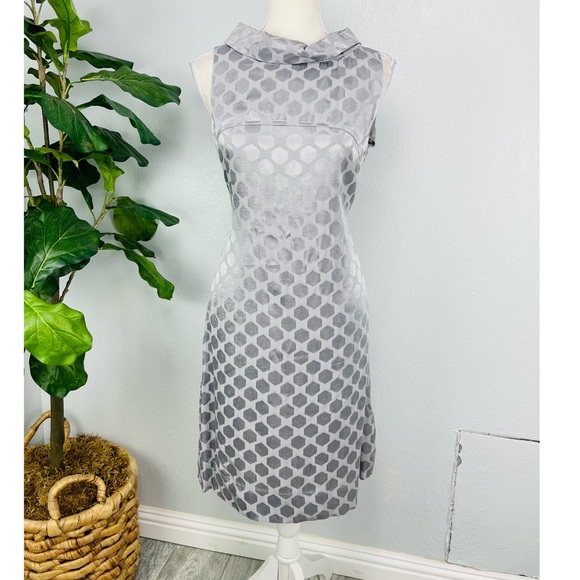 Y2K H&M Grey Hexagon Satin Mini Cowl Neck Dress - Picture 1 of 5